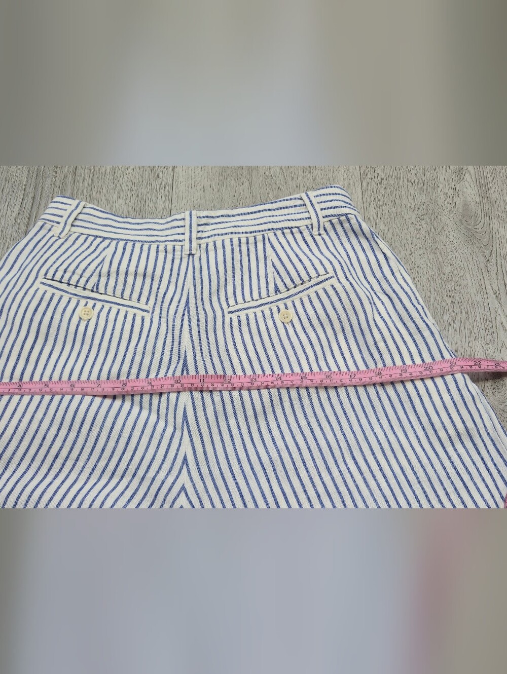 Madewell The Harlow Wide-Leg Pant 100% Linen Blue White Stripe Size 6 - Picture 6 of 16